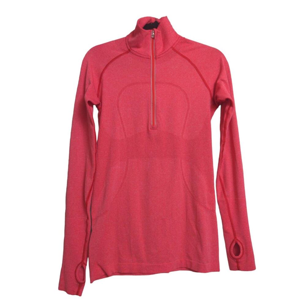 Lululemon Womens Swiftly Tech 1/2 Zip Pullover Coral Anti-Microbial Thumbholes 8